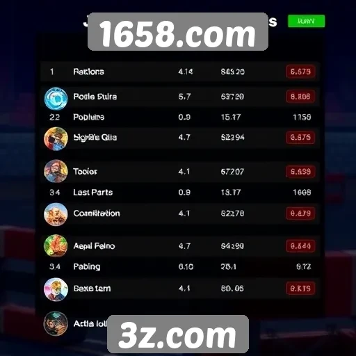 Ranking dos jogos mais populares em 1658.com